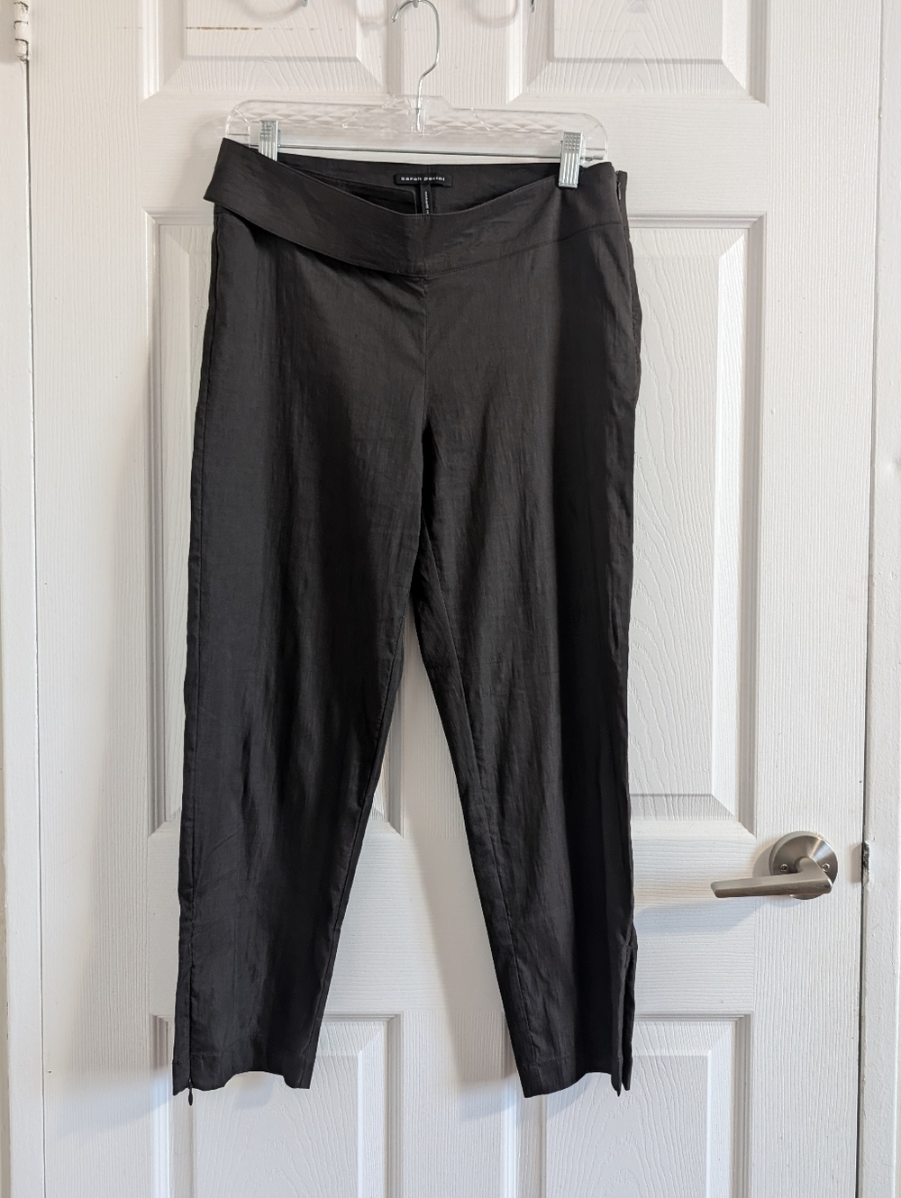 Sarah Pacini Italy Linen Blend Cropped Pants Brown Quiet Luxury Old Money Chic 2
